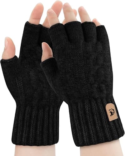 Travelhawk Vingerloze Handschoenen - Dames en Heren - Handschoenen zonder Vingertoppen - One Size Fits Most - Zwart