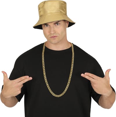 Fiestas Guirca Rapper/gangster verkleed vissershoedje - goud - 80's/90's foute party - one size