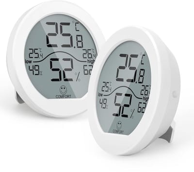 Digitale LCD Hygrometer Thermometer - 2 Stuks Temperatuursensor voor Binnen met Minimale en Maximale Waarden