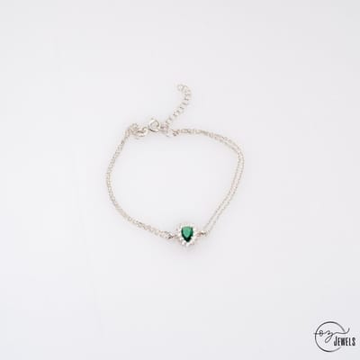 OZ Jewels Zilveren Zirkonium Armband met Synthetische Ovale Smaragd - Accessoires - Liefdessieraden - - Valentijnsdag - Cadeau - Moederdag - Love Armband - In mooie geschenkverpakking