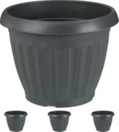 Ronde Plantenpot - ø35cm - Antraciet - Bloempot - Binnen - Buiten - Kunststof - Weerbestendig - Set á 3 stuks