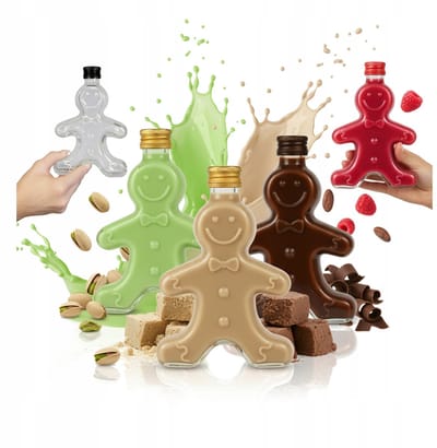 Bimberek - Glazen Flessen Set - 250 ml - Koekjesvorm - Geschenkset