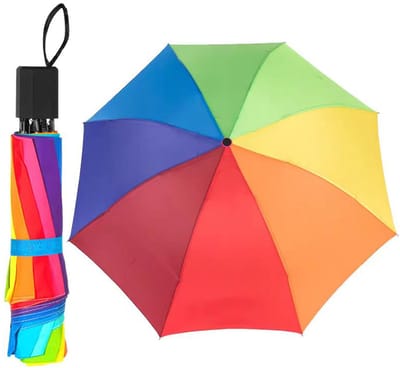 longziming - Compacte Regenboog Paraplu - Winddichte Reisparaplu Met 8 Baleinen - Sterke Storm Paraplu Voor Regen - Heren En Dames