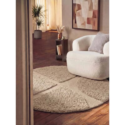 Ted Baker Lambeth rond hoogpolig vloerkleed Jasper Beige - Rond 150 Ø - (M)