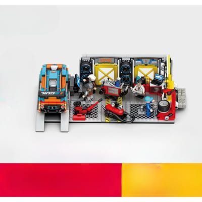 Bouwsteen Raceauto Modificatie Scène Vechter Productielijn Scène Compatibel met Jongens Montage Educatief Speelgoed 29.5*16.6*9.6cm
