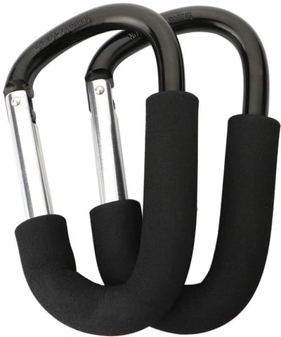 Dailygoods- Haken voor Kinderwagen - Grote Karabijnhaak - Mummie Clip - Multifunctionele Clip - Aluminium - Comfortabele Schuimgreep - Kinderwagenaccessoires