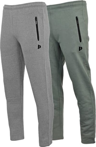 2-Pack Donnay - Joggingbroek met rechte pijp (Sky) - Sportbroek - Heren - Silver-marl/Jungle green (594) - maat S