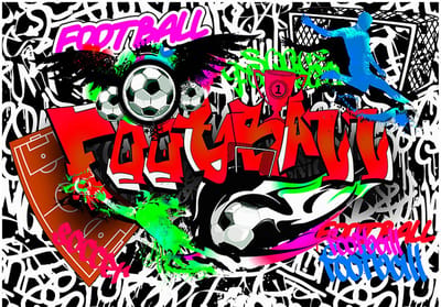 Fotobehangkoning - Behang - Vliesbehang - Fotobehang Voetbal Graffiti - Football Passion - 150 x 105 cm