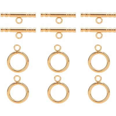 Ronde knevelsluitingen van roestvrij staal T-staafsluitingen voor doe-het-zelf ketting armband sieraden goud beige