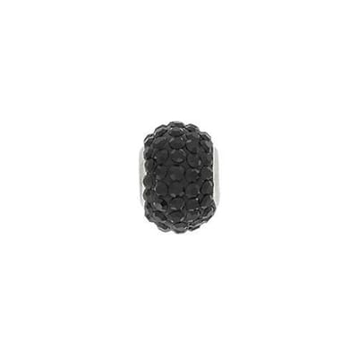 Blinx Jewels Zilveren Hanger Zwarte Bol Steentjes Strass