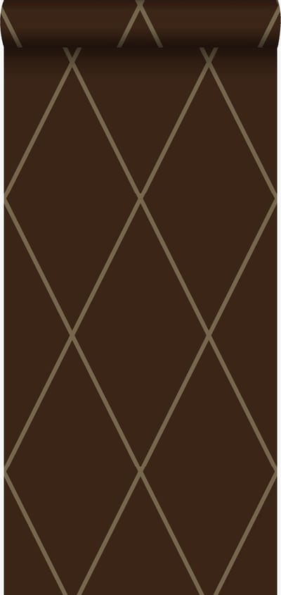 Origin Wallcoverings behang ruiten mat bruin en glanzend brons - 53 cm x 10.05 m - 345717