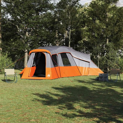 vidaXL - Familietent - 20-persoons - Waterdicht - Grijs - en - Oranje - taft