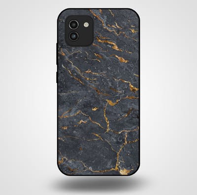 Smartphonica Telefoonhoesje voor Samsung Galaxy A03 met marmer opdruk - TPU backcover case marble design - Goud Grijs geschikt voor Samsung Galaxy A03