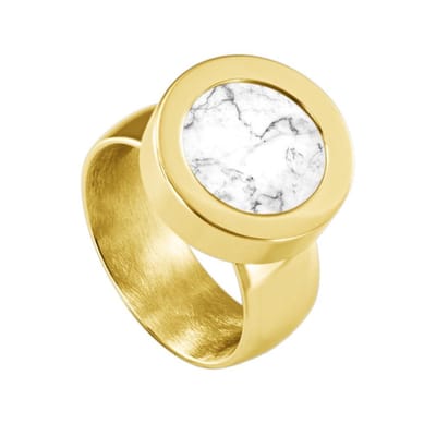 Quiges RVS Schroefsysteem Ring Goudkleurig Glans 16mm met Verwisselbare 12mm Mini Munt - SLSRS53616