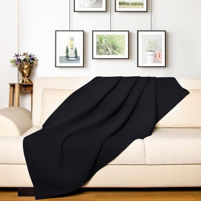 Famanu - Sprei 240x260 cm zwart, katoenen zomerdeken met wafelstructuur