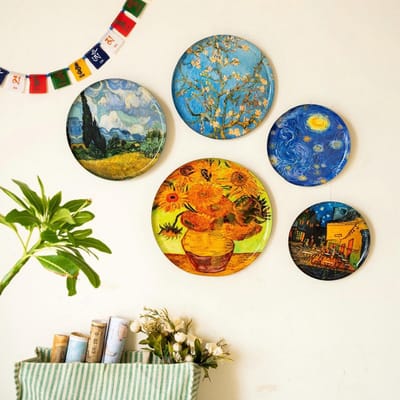 Wandborden Set - Decoratie Platen - Huis Decoratie - Hoogwaardig Metaal - 5 Delig - Multicolor