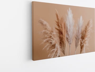 Saammp Canvas Schilderij - Pampas pluimen - Bloemen - Natuur - 30x20 - Foto op canvas - Wanddecoratie - Muurdecoratie Woonkamer - Kantoor Decoratie