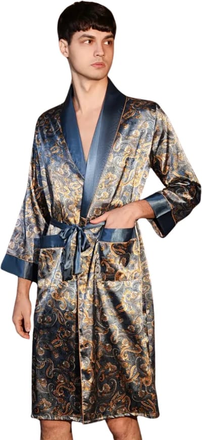 Livano Satijnen Badjas Heren - Kimono - Kamerjas - Satijn - Ochtendjas - Pyjama - Maat S