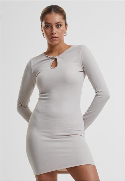 Urban Classics - Glitter Longsleeve Bodycon jurk - XL - Creme