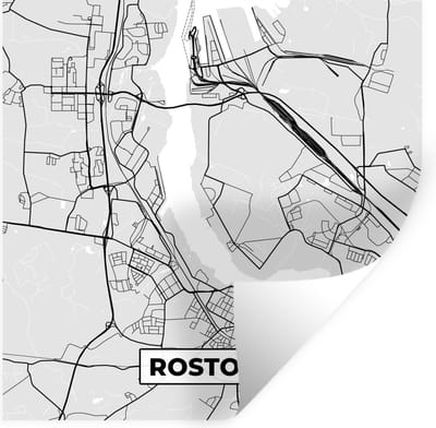 Muurstickers - Sticker Folie - Plattegrond - Rostock - Kaart - Stadskaart - Duitsland - 100x100 cm - Plakfolie - Muurstickers Kinderkamer - Zelfklevend Behang XXL - Zelfklevend behangpapier - Stickerfolie