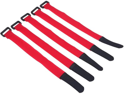5-pack verstelbare fietsstandaard bevestigingsbanden van nylon voor fietsen, outdoor accessoires in zwart en rood