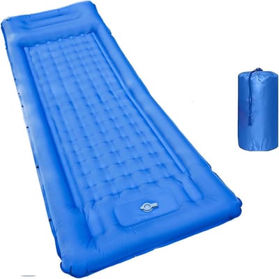 Kampeer slaapmat - Opblaasbaar matras reizen - Outdoor slapen comfortabel - Ingebouwde voetpomp - 198 x 74 x 13 cm