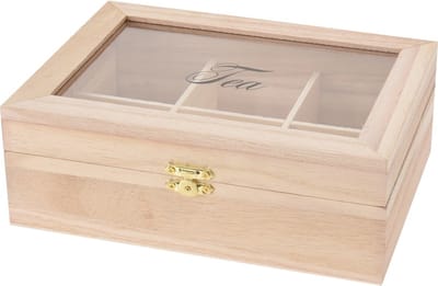 Excellent Houseware houten theedoos 6-vaks 21 x 16 x 8 cm - Theekisten