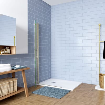 Inloopdouche-douchewand 105x195cm 6mm NANO EasyClean veiligheidsglas goud aluminium profiel