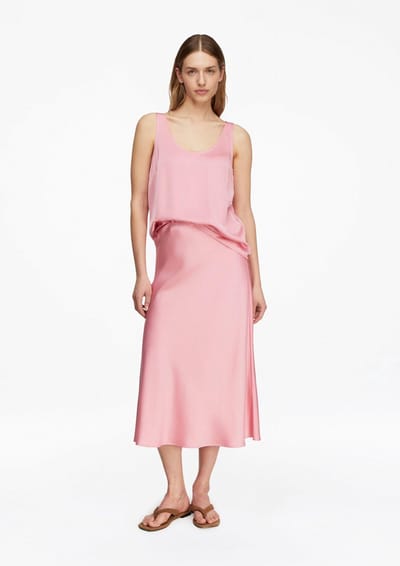 Hoge Taille Satin Glanzende Midi Rok Dames COMMA
