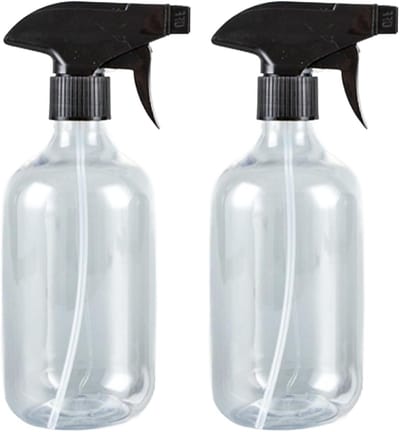 Set van 2 Sprayflessen en Waterverstuiver, 500 ml, Transparant met Verstelbare Zwarte Spuitmond - Ideaal voor Thuis, Tuin en Plantenverzorging