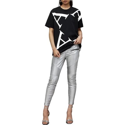 AllSaints Astar Bf Tee Black/white Maat: XS | Tops Outlet | Dames | Zwart
