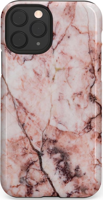 Casetastic hoesje geschikt voor Apple iPhone 11 Pro - Dubbellaagse bescherming - Koraalrif Marmer - Fashion Case - Lichtroze Perzik