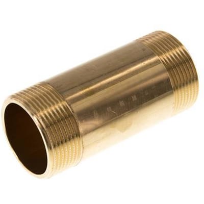G 1 1/2'' Messing Dubbele Pijpnippel 16 Bar DIN 2982 - 100mm - FL2S-M-B-112G-100L