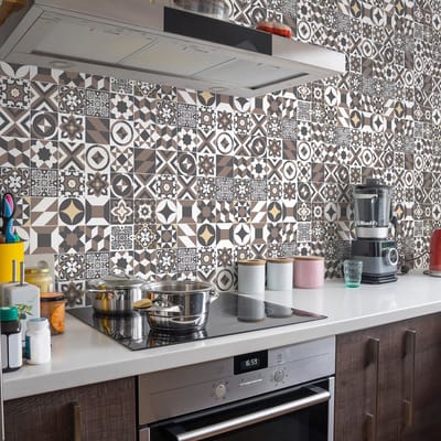 Zelfklevende tegelmuurstickers voor keuken en badkamer - 60 Azulejos Tavaco cementtegelstickers - 60 stickers 20x20cm