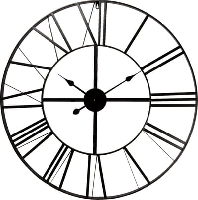 Clayre & Eef Wandklok Ø 80 cm Zwart Metaal