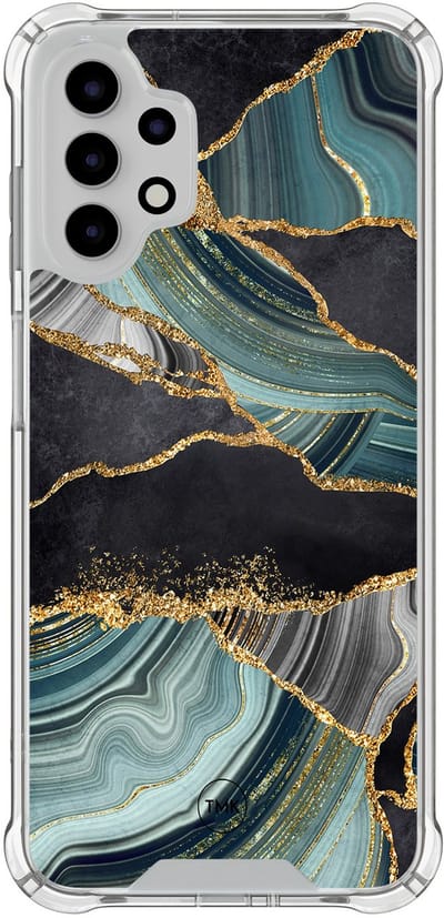 Shockproof hoesje geschikt voor Samsung Galaxy A13 4G - Marble jade stone - Schokbestendig - Verhoogde randen - TPU case - Extra Sterke Back Cover - Marmer - Transparant, Multi
