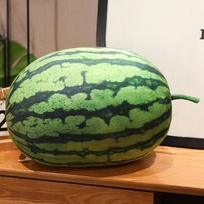 Lange Ronde Groene Watermeloen Pluche Speelgoed Gevuld Fruit Kussen Zoals Echte Lendensteun Pluche Huisdecoratie Cadeau 25x25cm