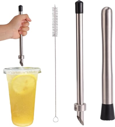 RVS Strawhole Punch en Mortel voor Limonade, Ideaal voor Plastic Deksel en Bekers, Handige Keukenaccessoires