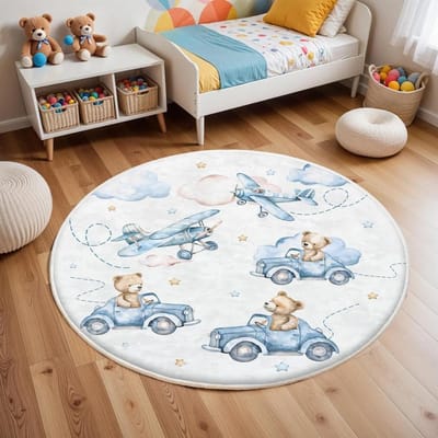 Vliegtuig Kinderen Luchtballon Kinderkleed voor Woonkamer Baby Meisjeskamer Kinder Speelkamer Mat Slaapkamerkleed Kinderkamer Sofakleed 40X40cm