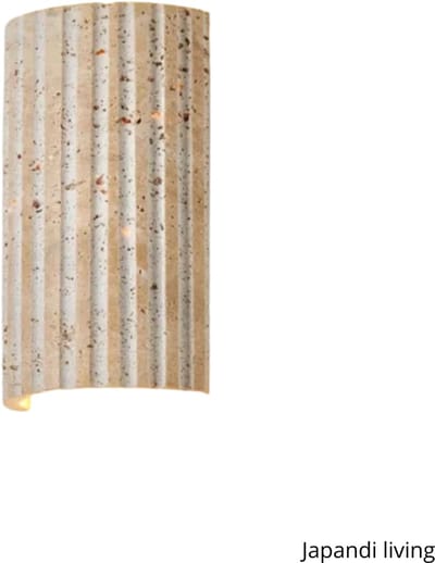 Japandi Living - Wandlamp - Wandlampen - Binnen - Slaapkamer - Lamp - Japandi - Minimalistisch - Travertin - 16,5x9cm - Beige