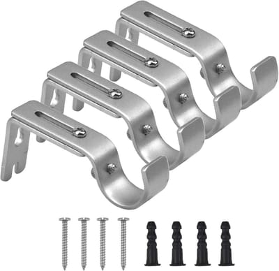 Dailygoods- Gordijnstangbeugels Zwaar Metaal - Verstelbare Lengte 9-12 cm - Muurbevestiging - 4 Stuks - Inclusief Schroeven/Ankers - 100% Garantie - Gordijnroedehouders