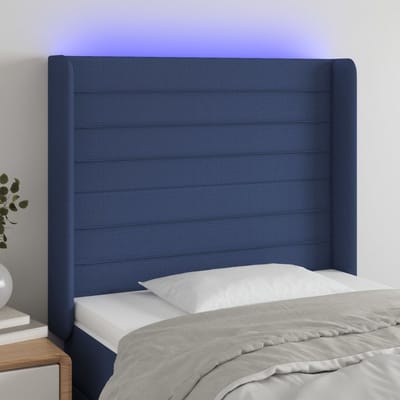 vidaXL - Hoofdbord - LED - 103x16x118/128 - cm - stof - blauw