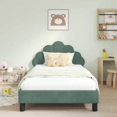 vidaXL - Kinderen - bedframe - met - hoofdboard - Zeegroen - 90 - x - 200 - cm - Fluweel