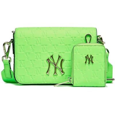 MLB Monogram Serie Vintage All-Over Print NY Yankees Polyester Schouder Crossbody Tas Unisex tassen Groen 3ACRS032N-50GNN Green green