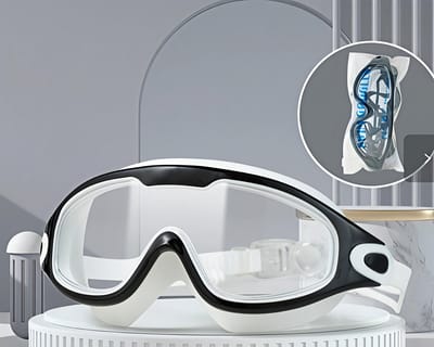 Zwembril voor volwassenen, beschermende zwembril, high-definition waterdichte en anti-condens zwembril, unisex - 2 stuks - zwart en wit + roze en wit