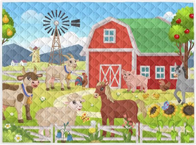 Brisby Zware Kwaliteit Speelkleed, Speelmat Anti slip en Wasbaar 150 x 200 cm. – Boerderijdieren