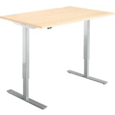 Bureau START OFF - elektrisch in hoogte verstelbaar - B 1200 x D 800 x H 755-1255 mm – T poot blank alu – ahorn decor/blank aluminium