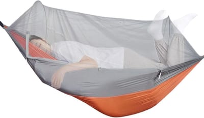 Camping hangmat - Draagbare schommel - Buiten ontspannen - Met muskietennet - 300 kg draagkracht - Oranje