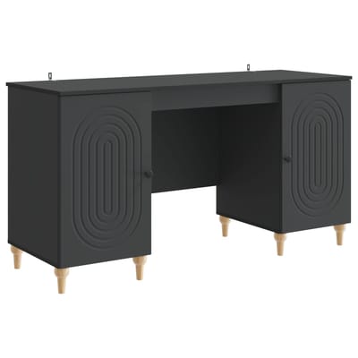 vidaXL - Bureau - Zwart - 142,5 - x - 50 - x - 75 - cm - Bewerkt - hout