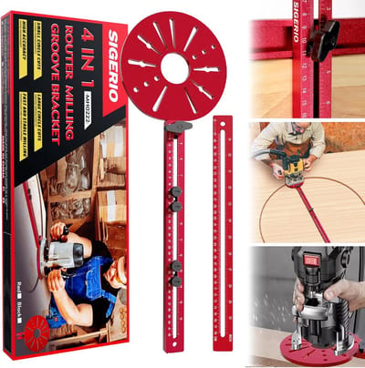Freesgroef Beugel - Router Sjabloon - Houtbewerking Precisie - 4-in-1 Multifunctioneel - Aluminiumlegering - Rood